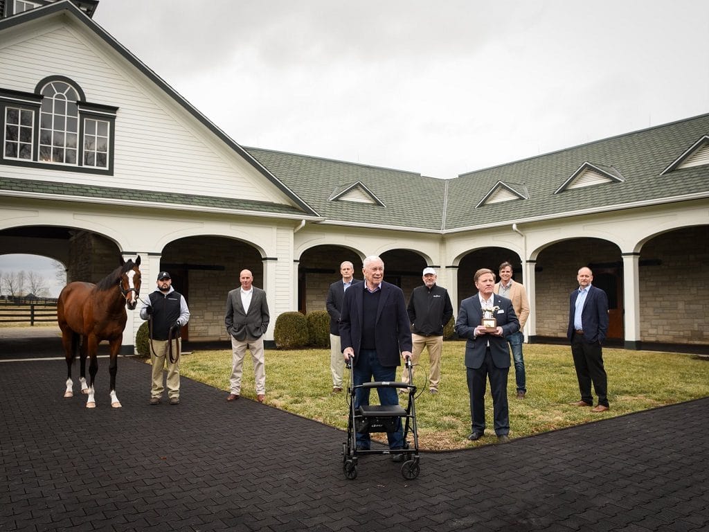 B. Wayne Hughes & Team Spendthrift accepting 2020 Horse of the Year honors with Authentic