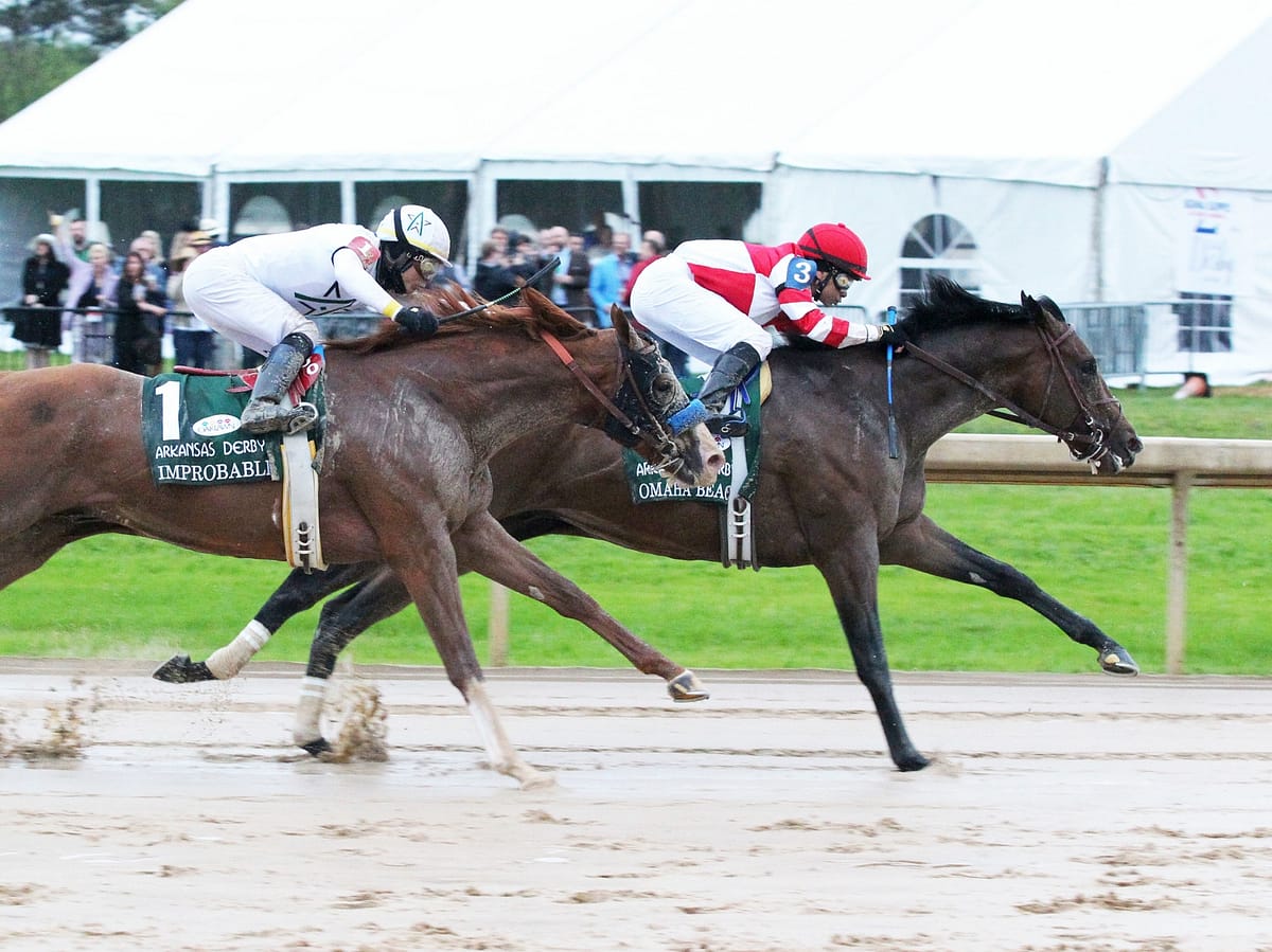 Omaha Beach takes the G1 Arkansas Derby finishing ahead of Improbable | 2019 | Coady Photography