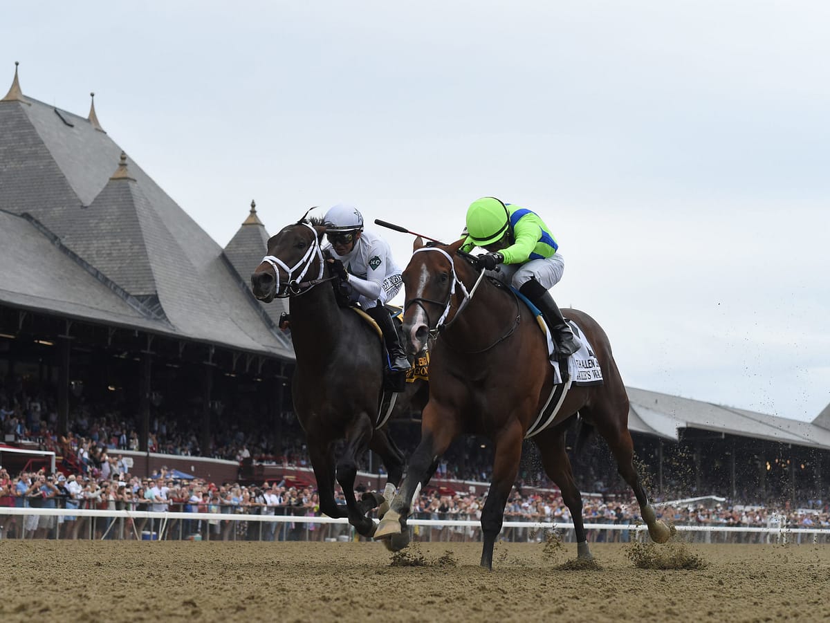 Jackie's Warrior defeats Life Is Good in the 2021 Jerkens Memorial-G1 at Saratoga | NYRA photo